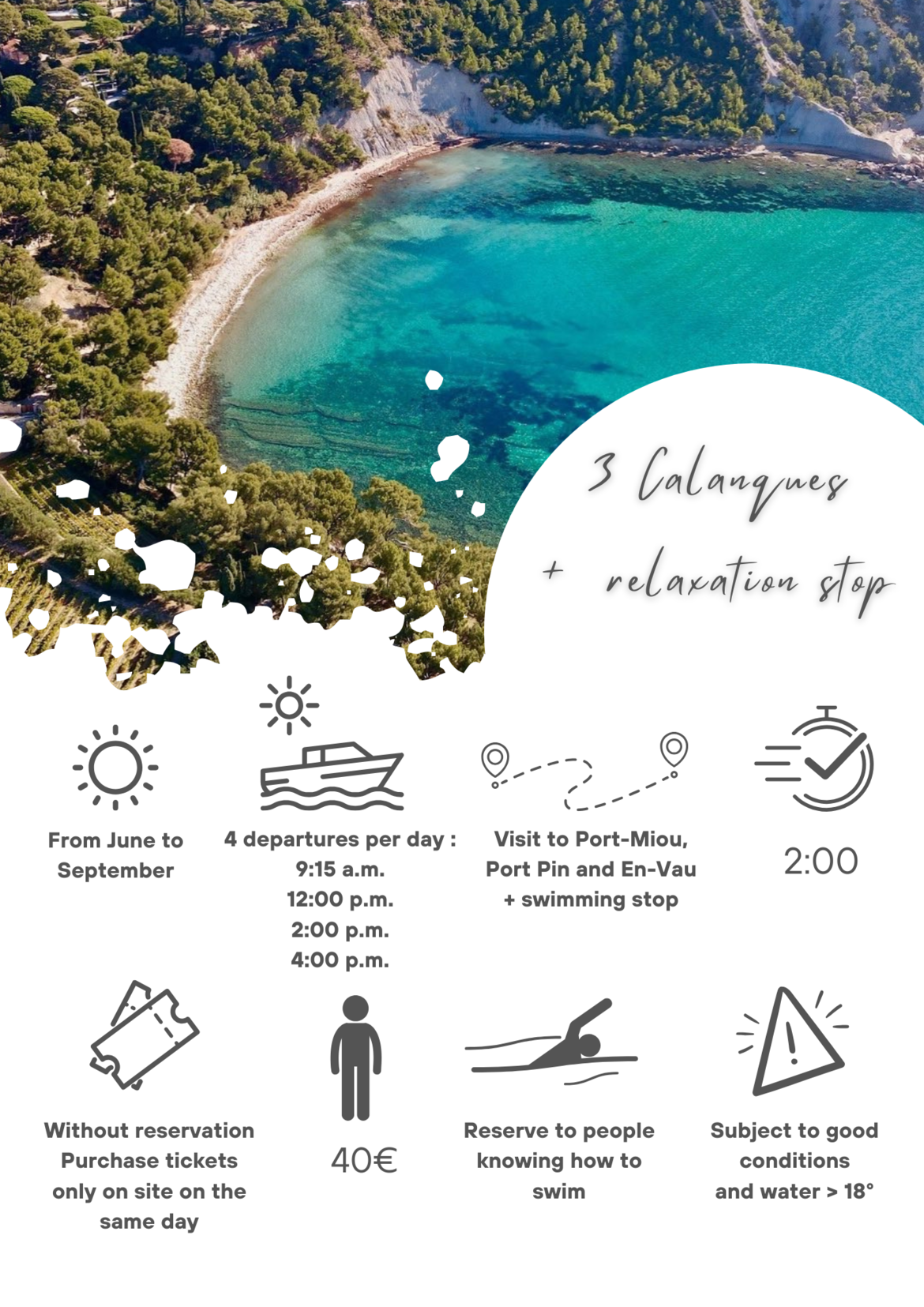 Visit to 3 calanques with swimming