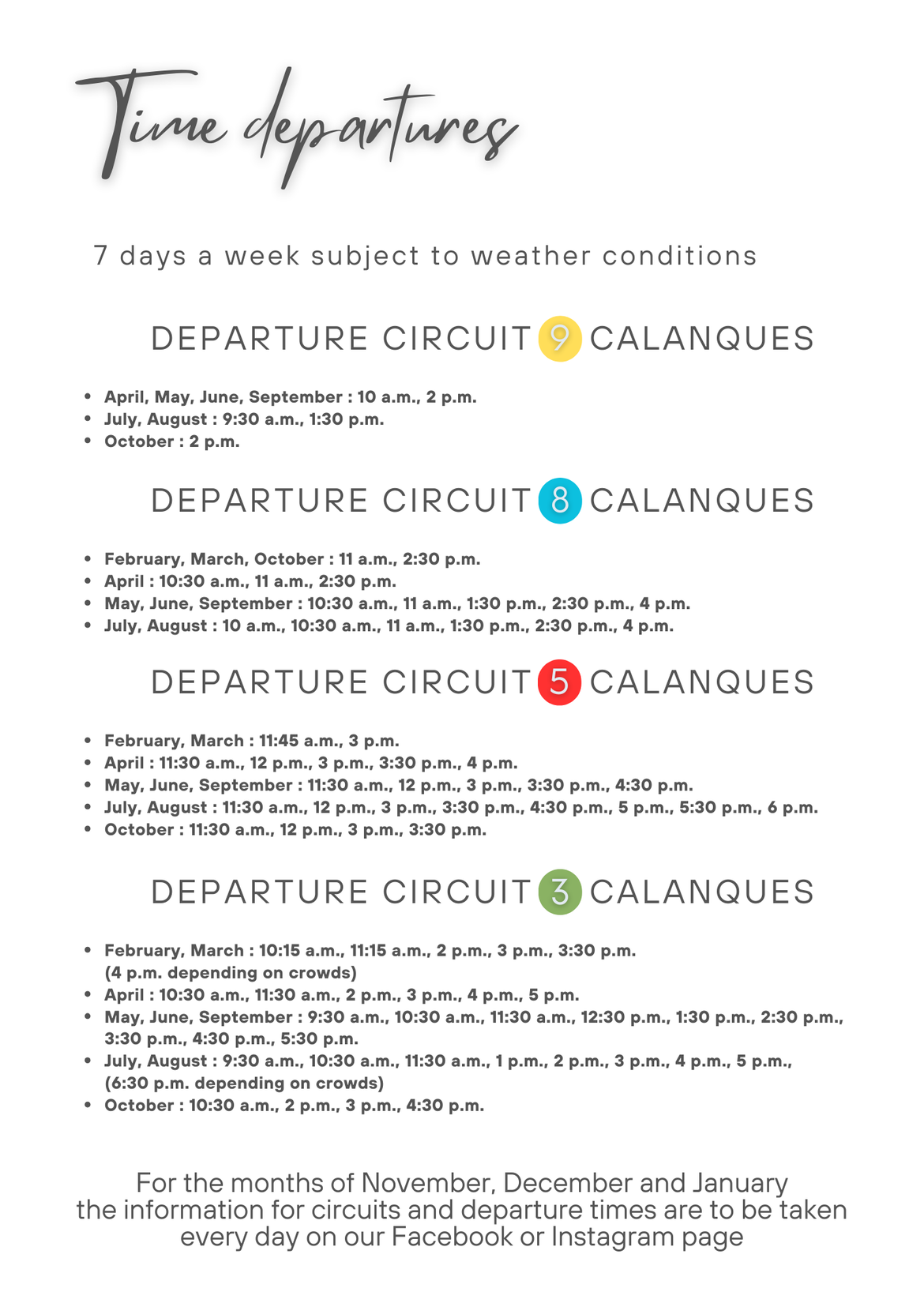Time departures