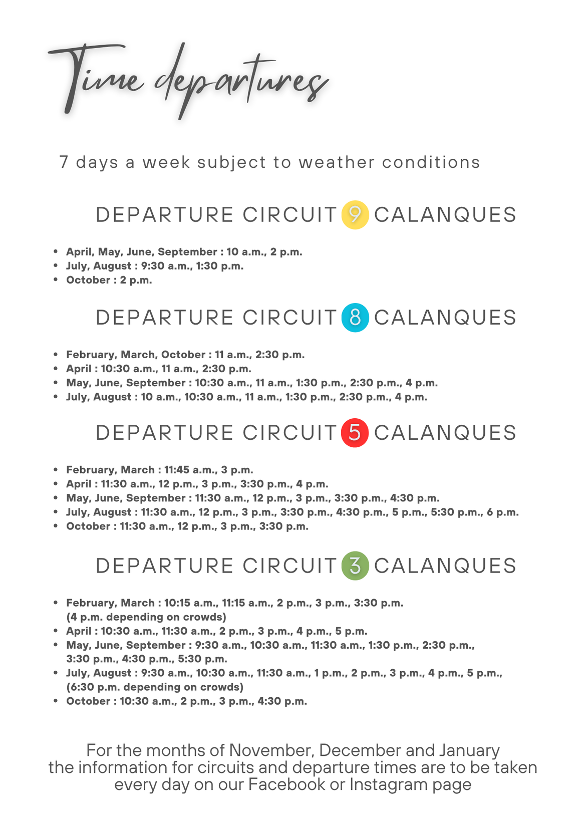 Time departures